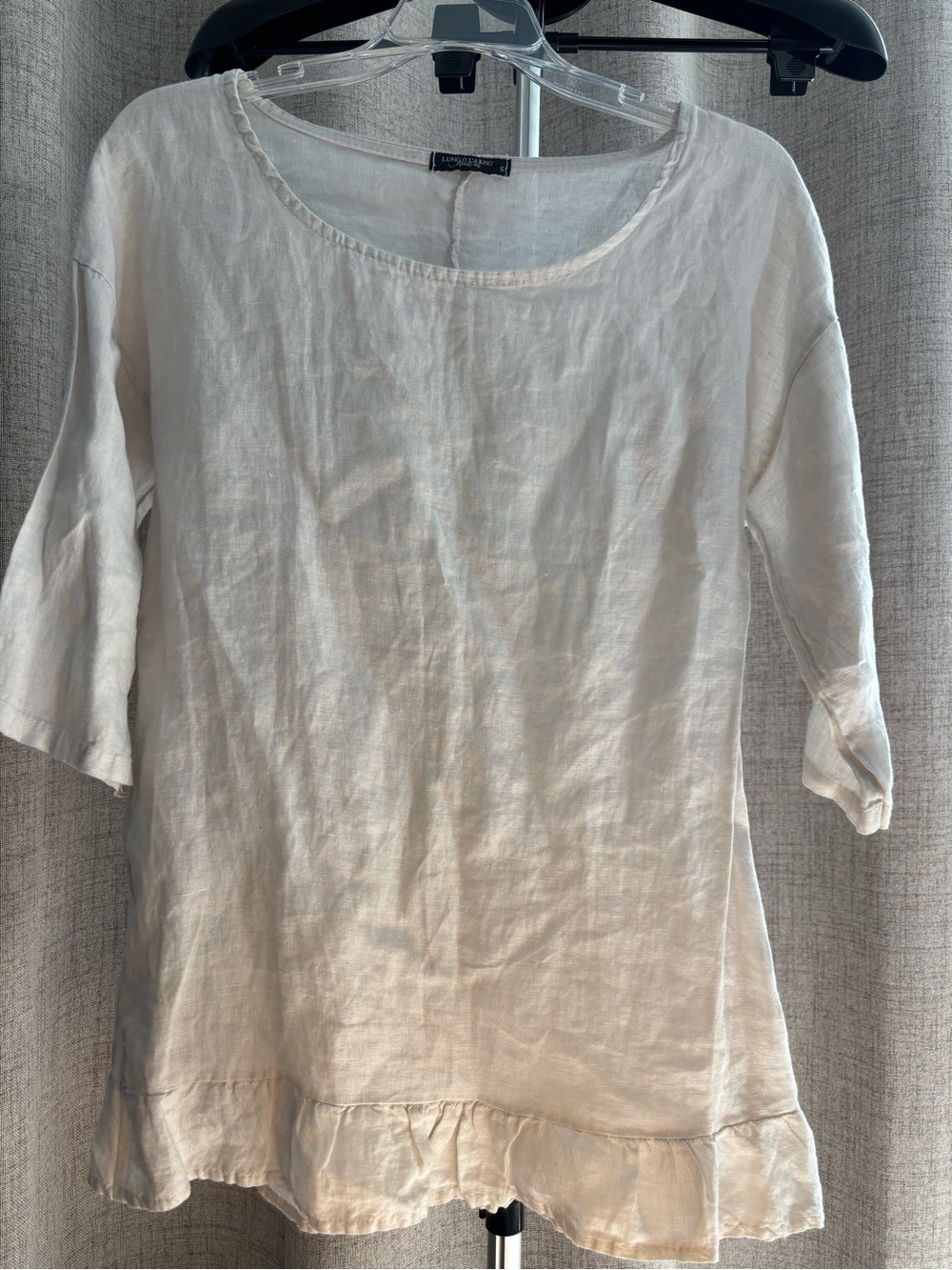 Lungolarno Made in‎ Italy 100% Linen White Tunic Top
